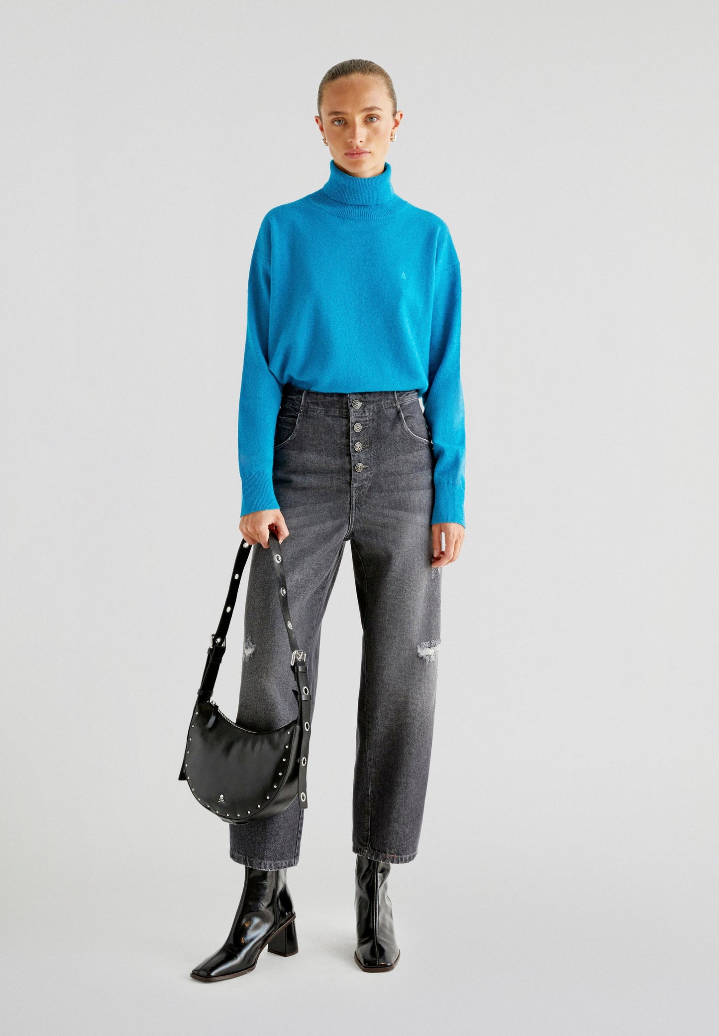 SKULL SWEATER WITH HIGH COLLAR