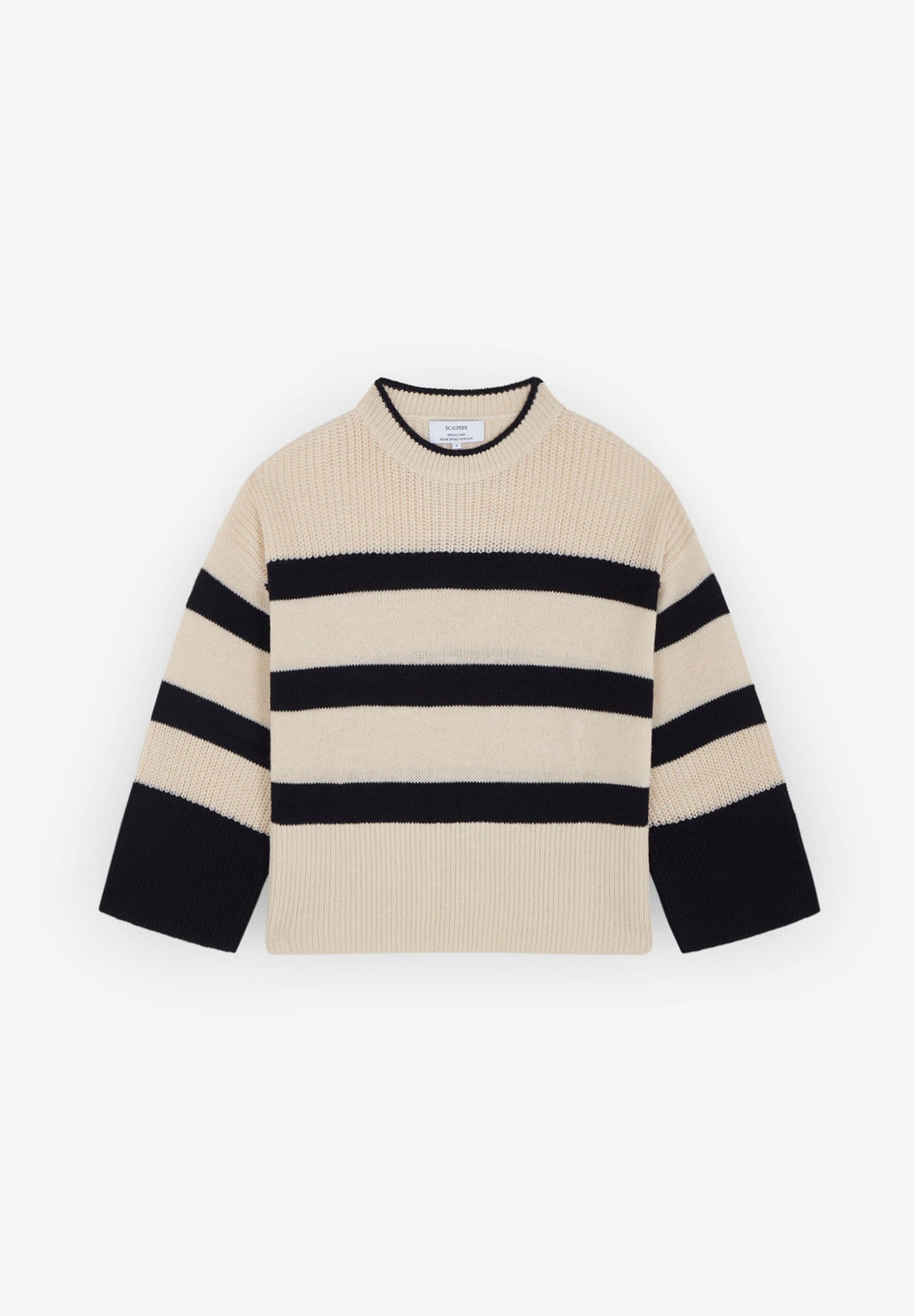 STRIPED SWEATER WITH FLARED SLEEVES