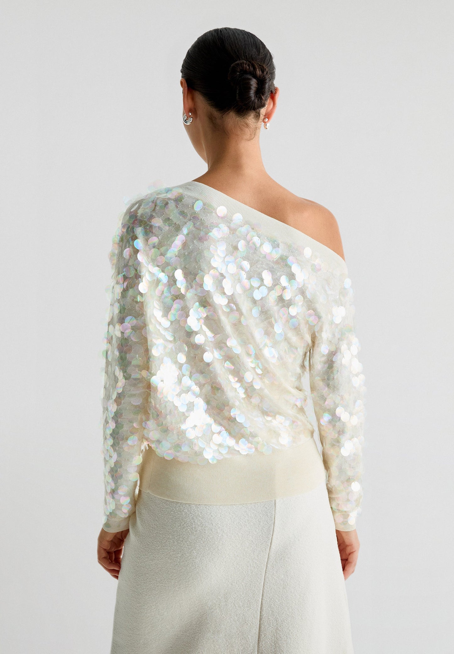 SEQUINNED ASYMMETRIC SWEATER