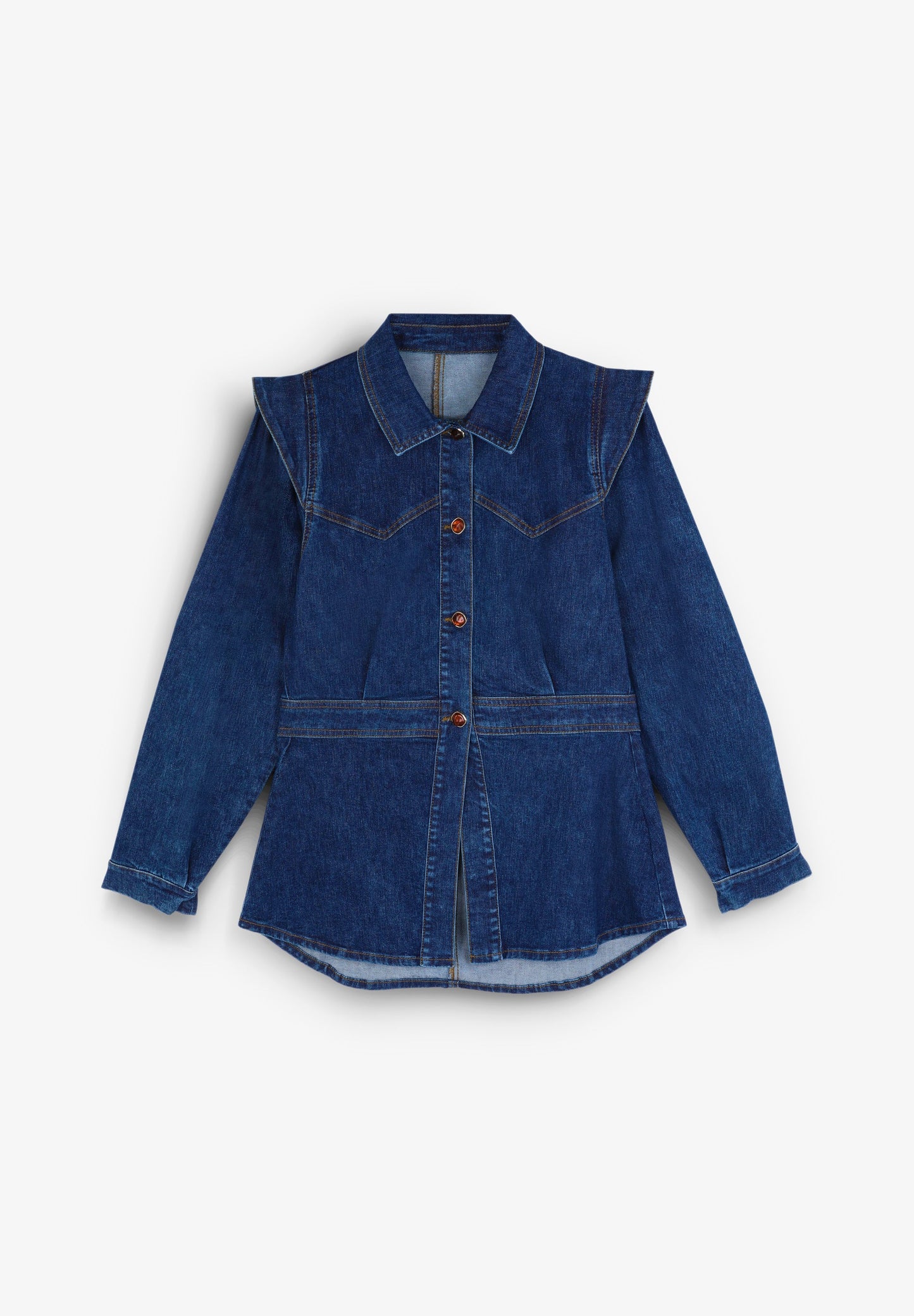 DENIM SHIRT WITH PUFFED SLEEVES