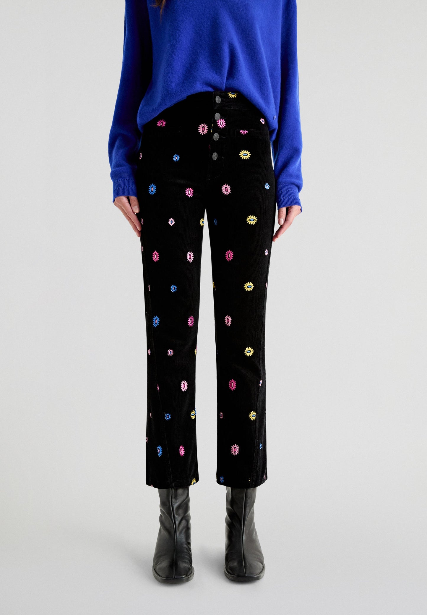 CORDUROY EMBROIDERED TROUSERS