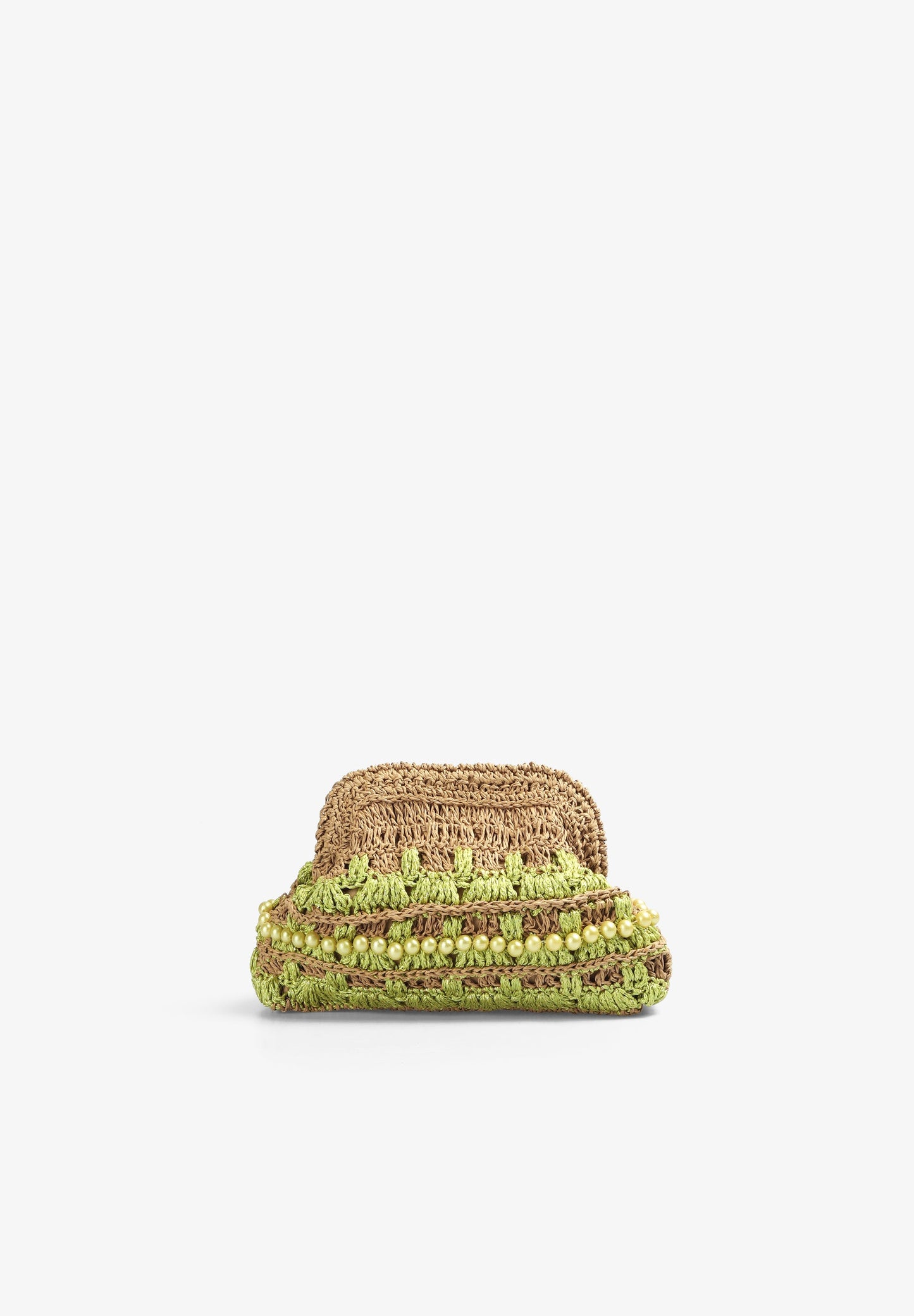 RAFFIA CLUTCH BAG WITH BEADS DETAIL