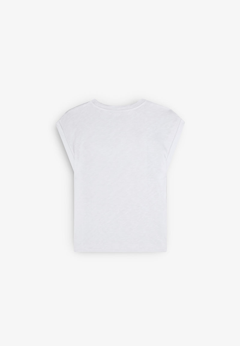 FRONT PRINT T-SHIRT WITH ROLLED-UP SLEEVE
