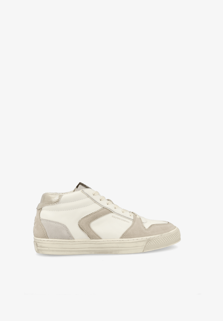 HIGH TOP SNEAKERS WITH SPLIT SUEDE DETAILS