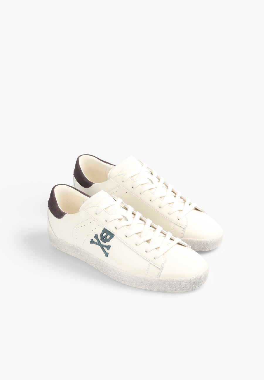 LOW TOP NAPA LEATHER SNEAKERS WITH SKULL