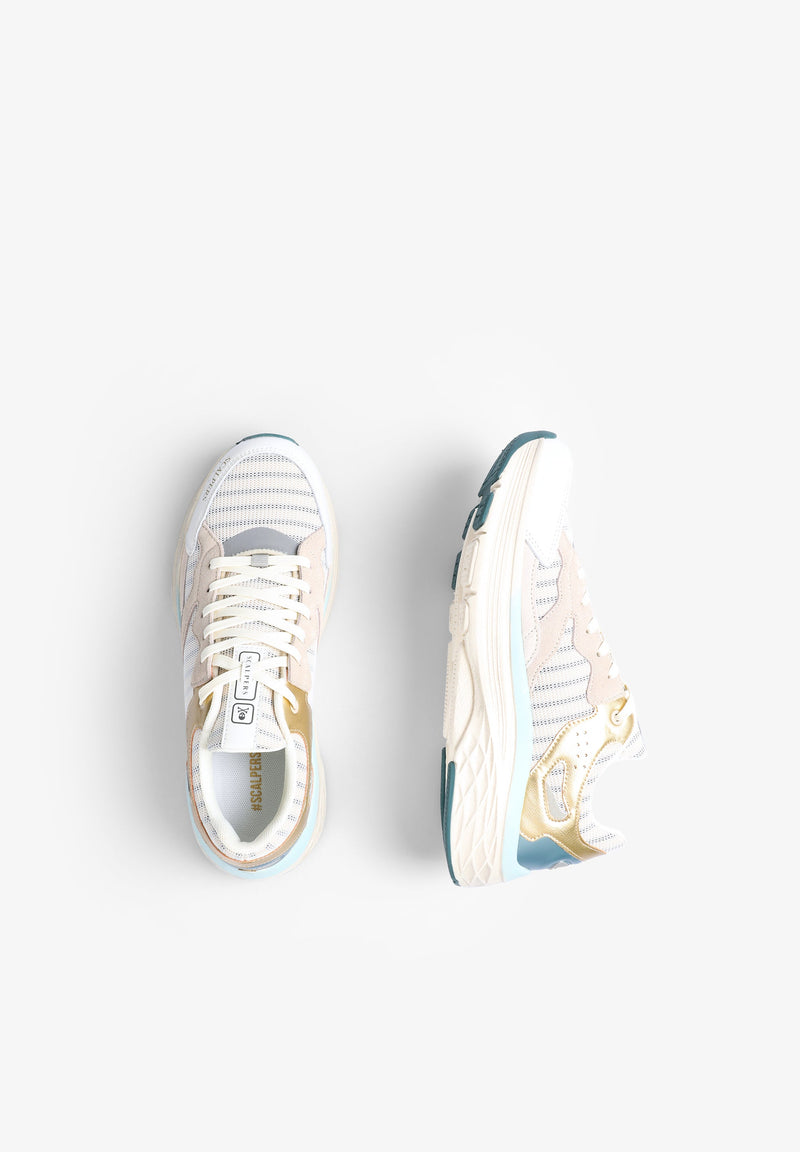 STRIPED SNEAKERS WITH METALLIC DETAILS