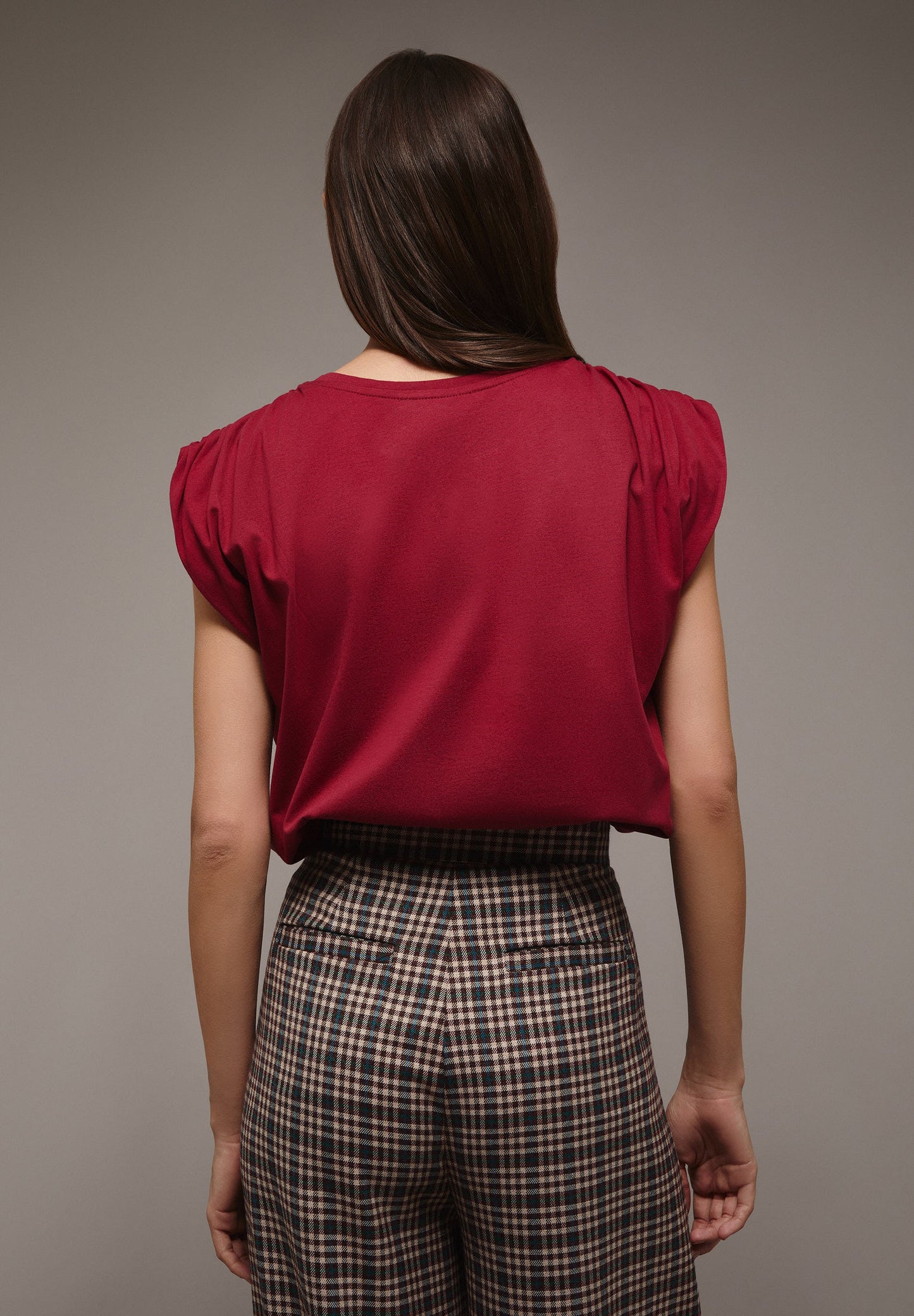 T-SHIRT WITH GATHERED SHOULDER DETAIL