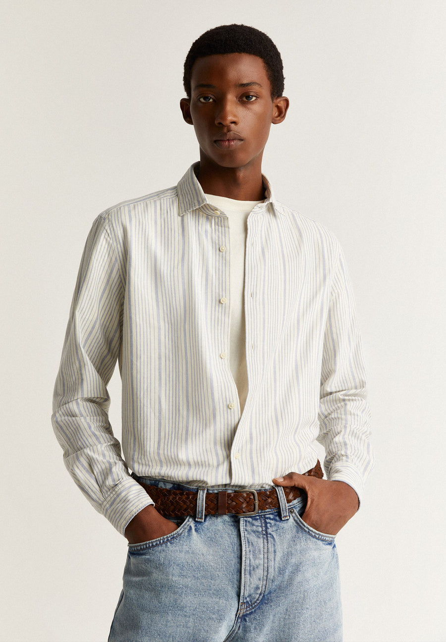 STRIPED SHIRT WITH SKULL AND PLACKET