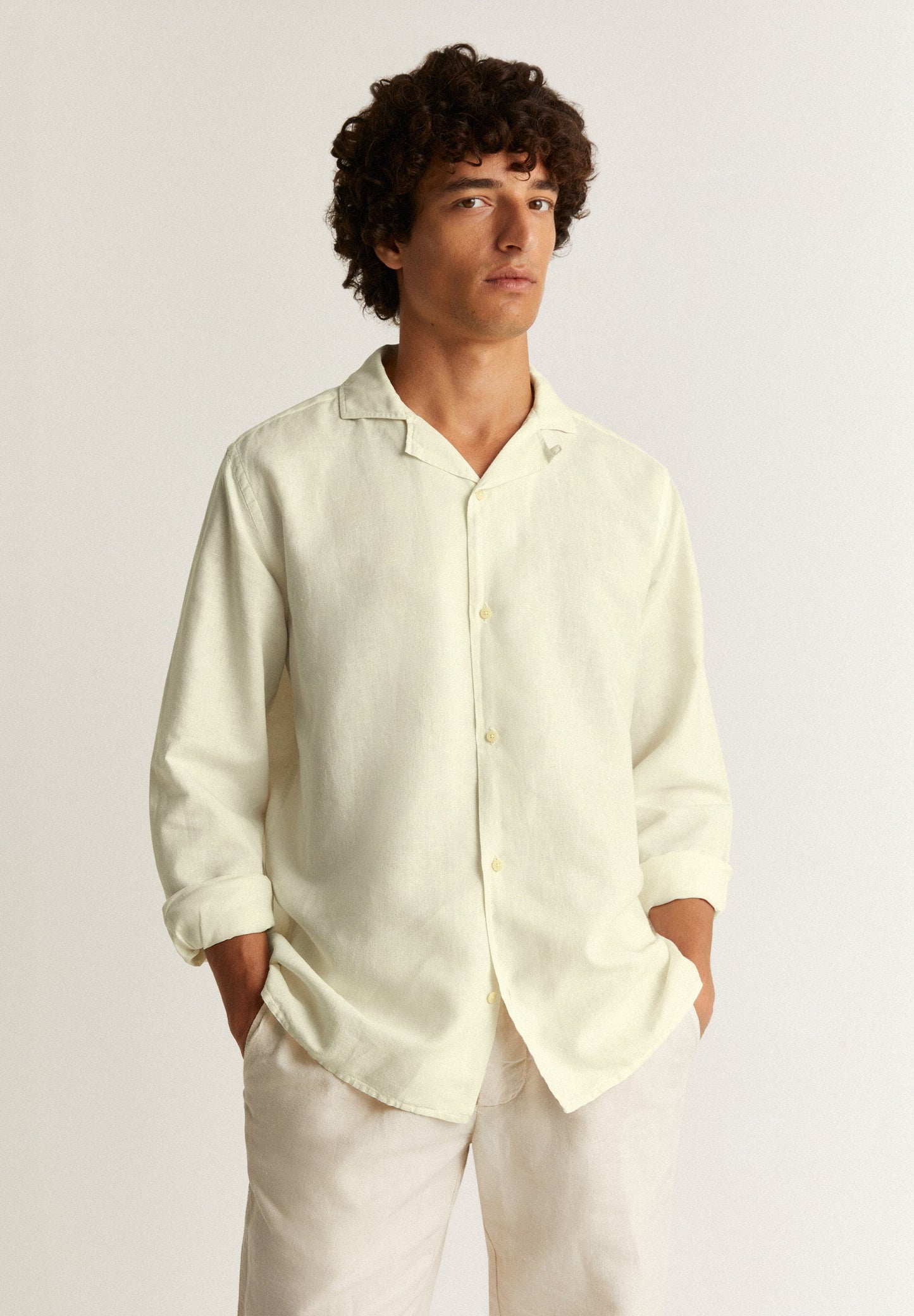 LINEN SHIRT WITH PYJAMA-STYLE COLLAR