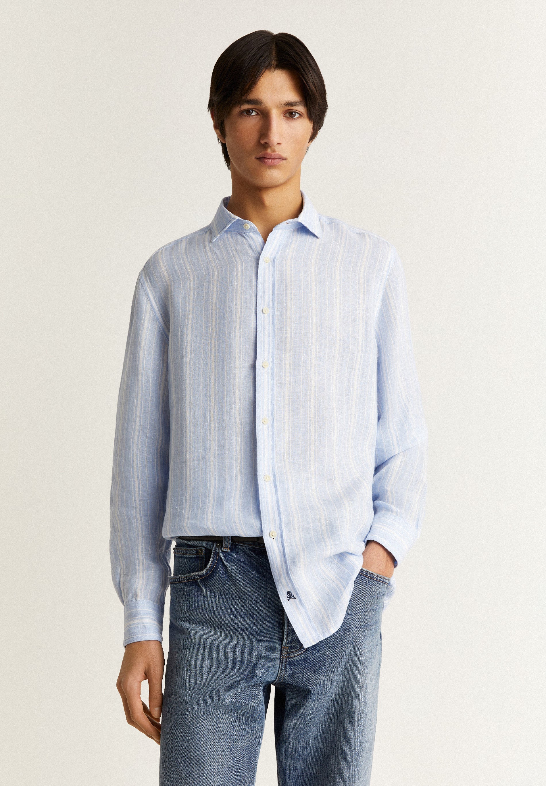 PREMIUM STRIPED LINEN SLIM-FIT SHIRT