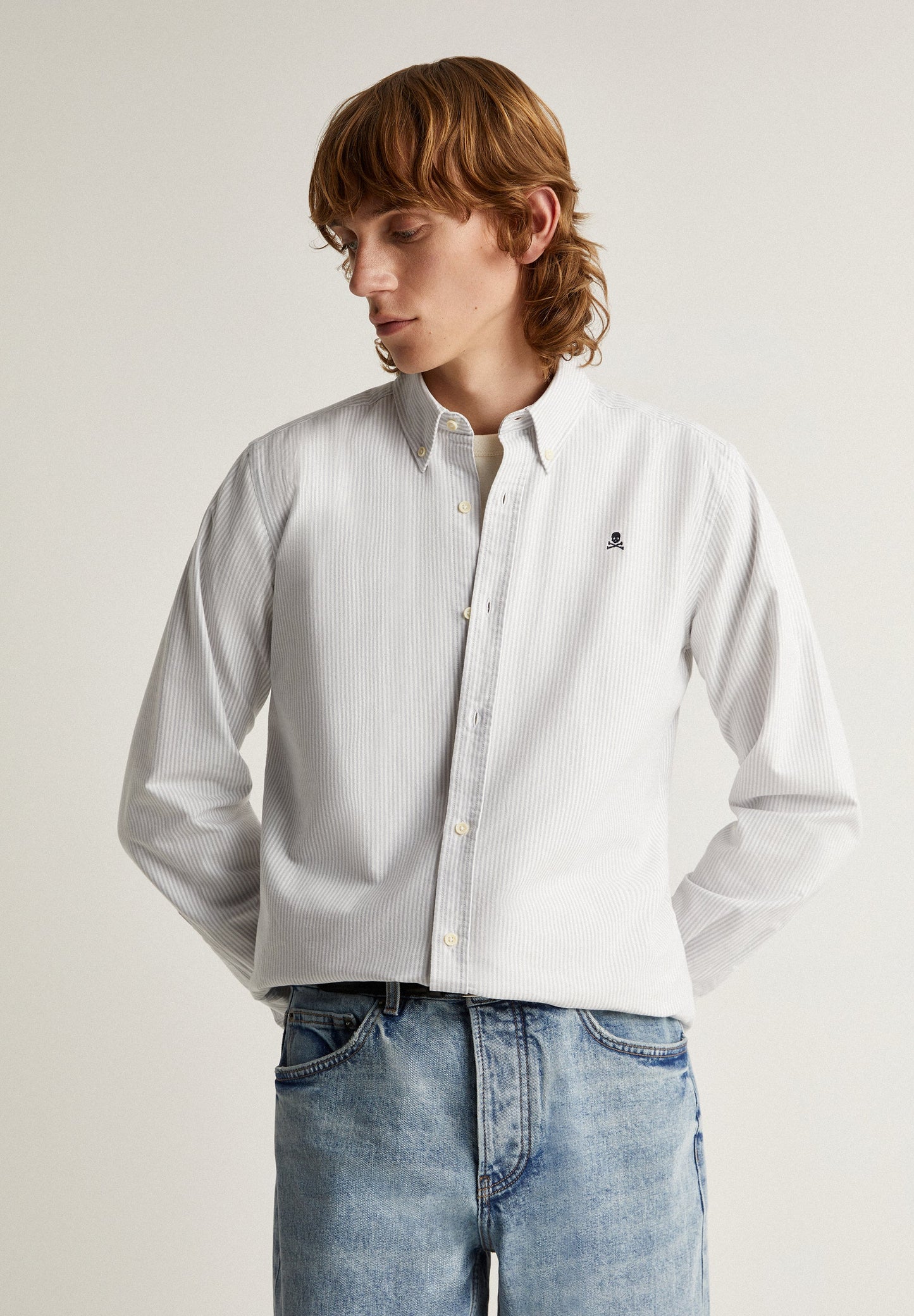 BUTTON COLLAR SKULL SHIRT