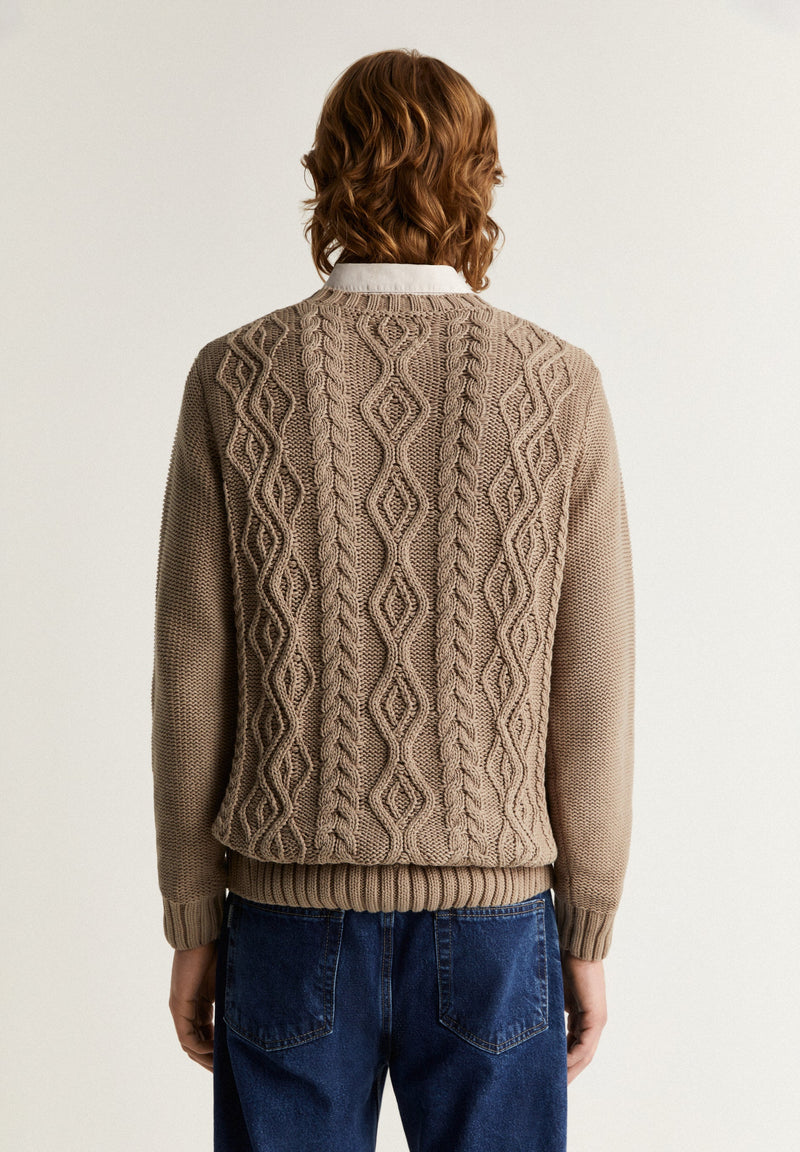 SWEATER WITH CABLE-KNIT DETAILS
