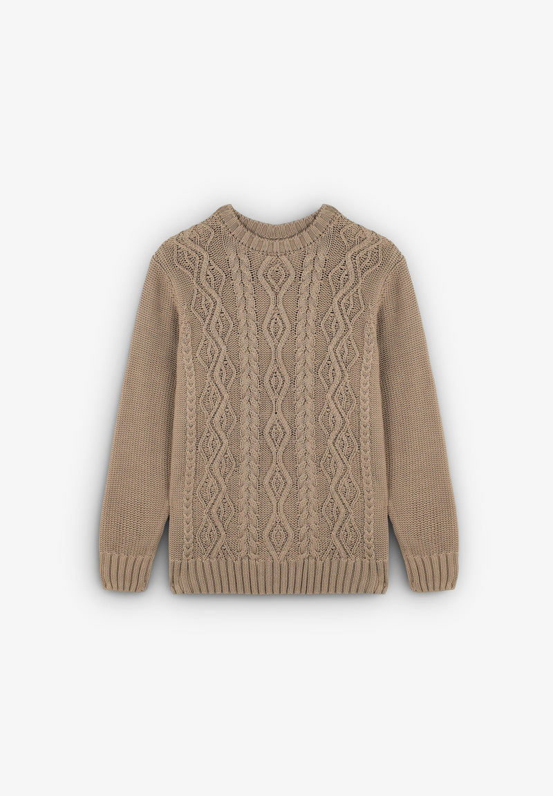 SWEATER WITH CABLE-KNIT DETAILS