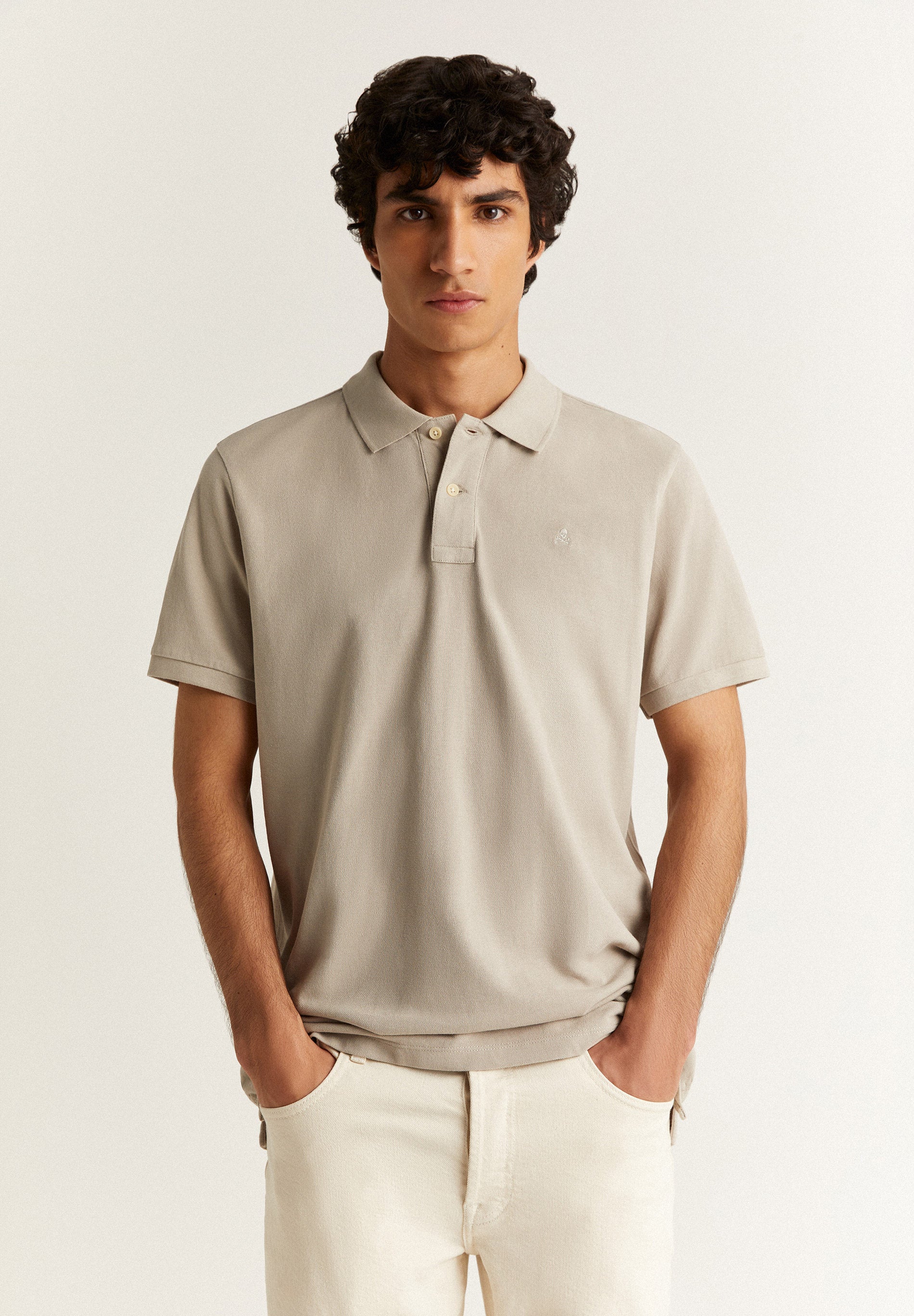 BASIC POLO SHIRT WITH SKULL DETAIL