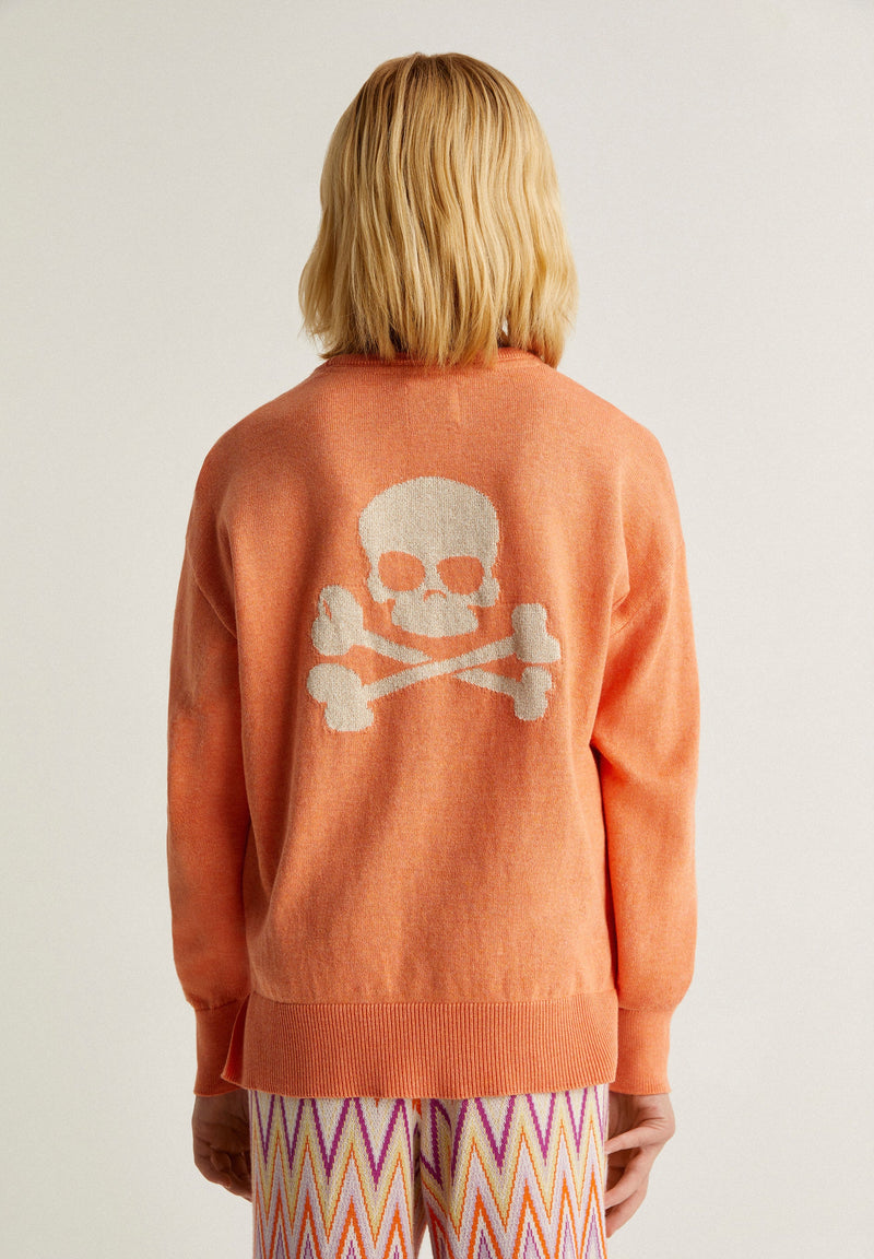 SWEATER WITH CONTRAST LUREX SKULL ON THE BACK