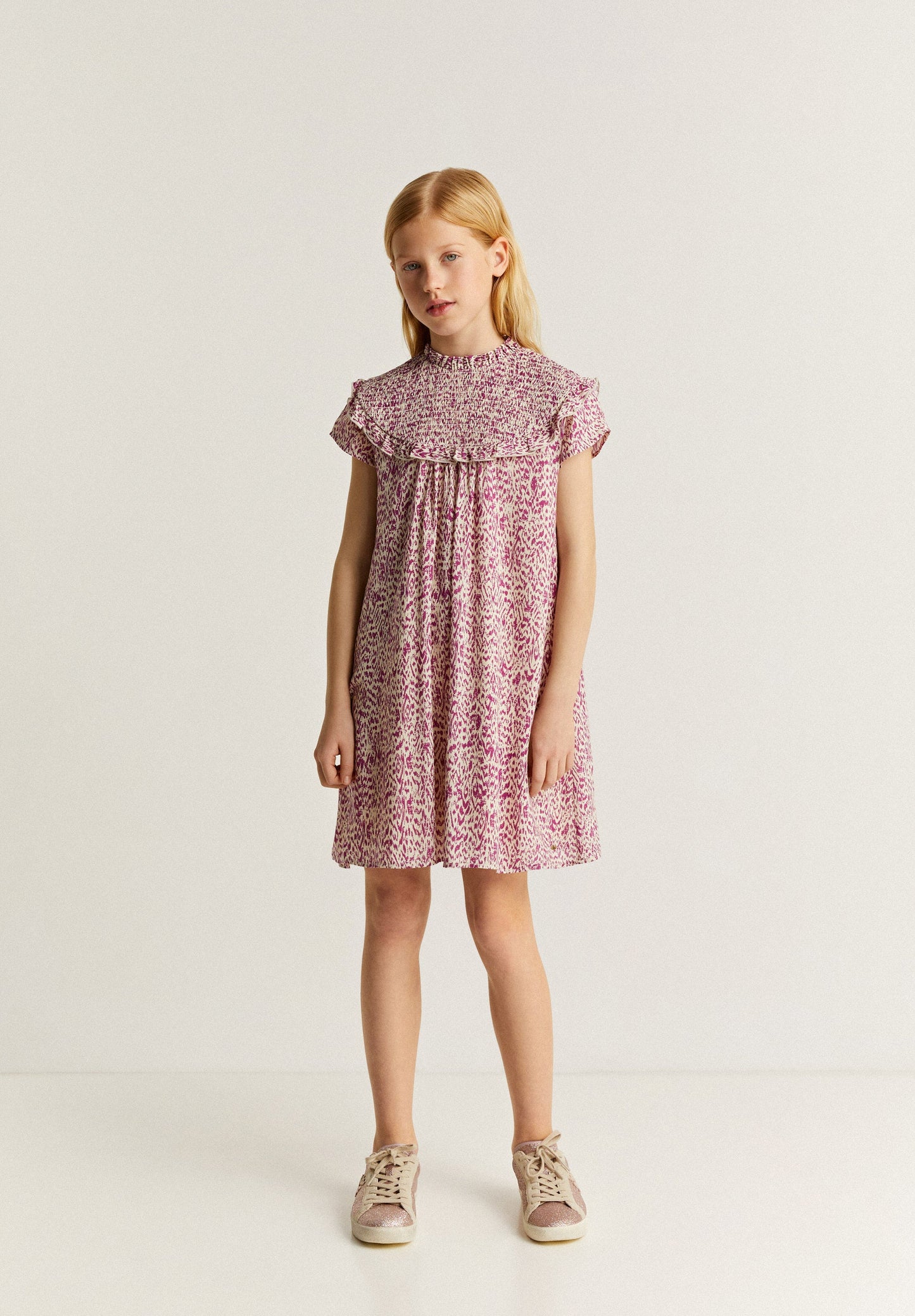 DRESS WITH SMOCKED YOKE
