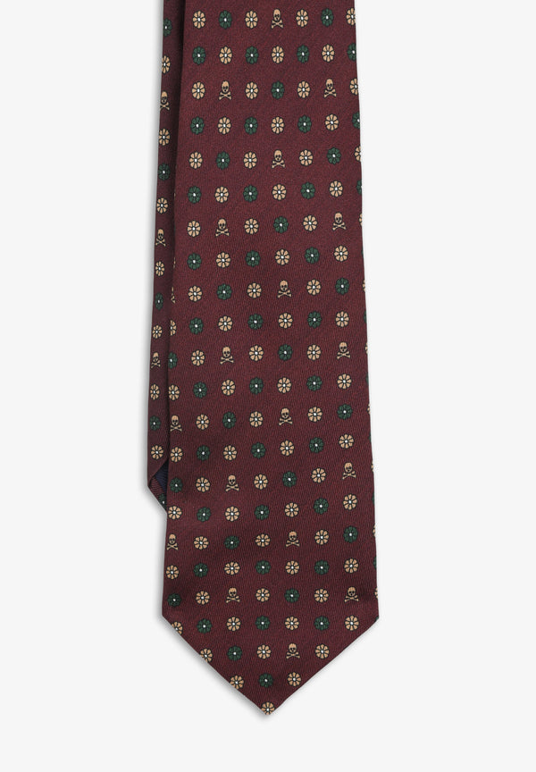 SKULL TIE WITH FLOWERS