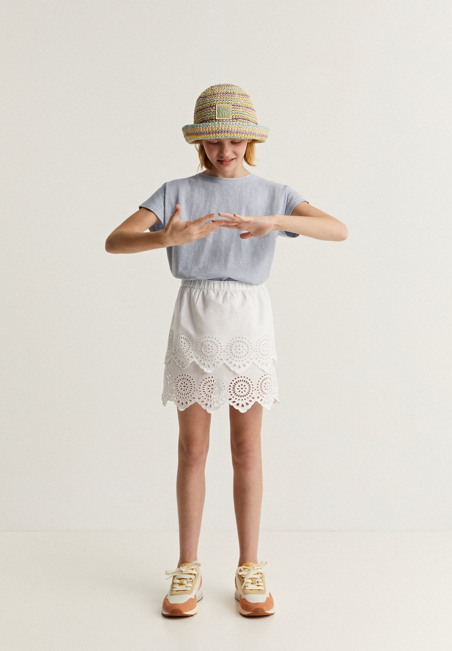 SLUB KNIT T-SHIRT WITH BACK LACE DETAIL