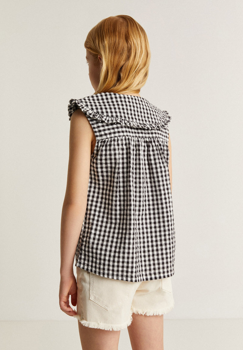 GINGHAM BLOUSE WITH PETER PAN COLLAR