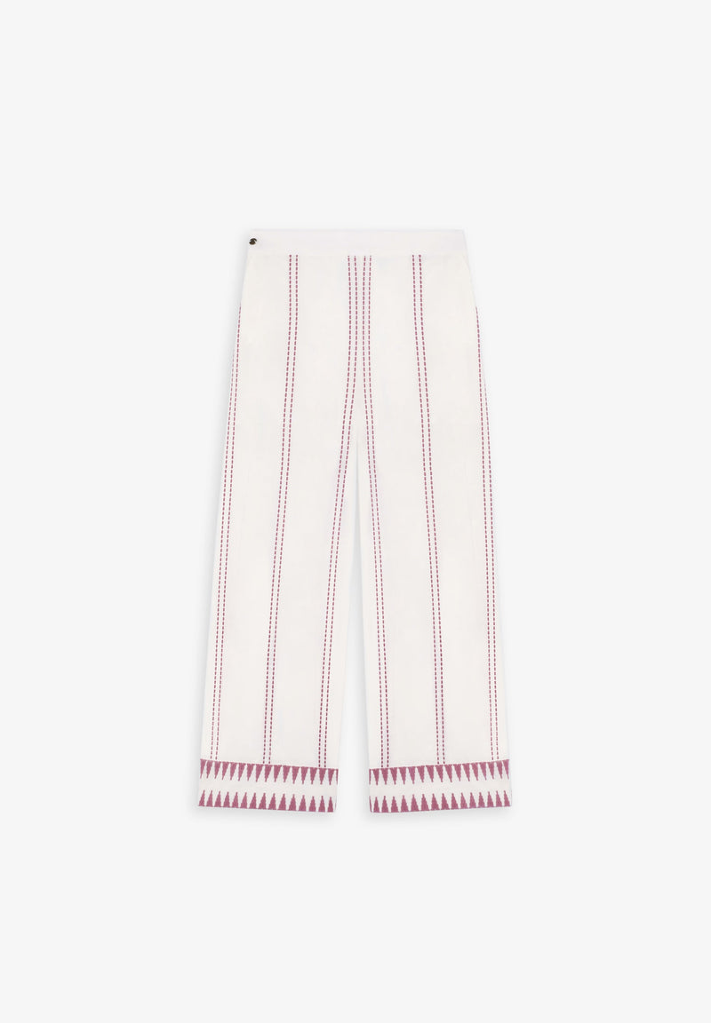 TROUSERS WITH CONTRAST EMBROIDERY DETAILS