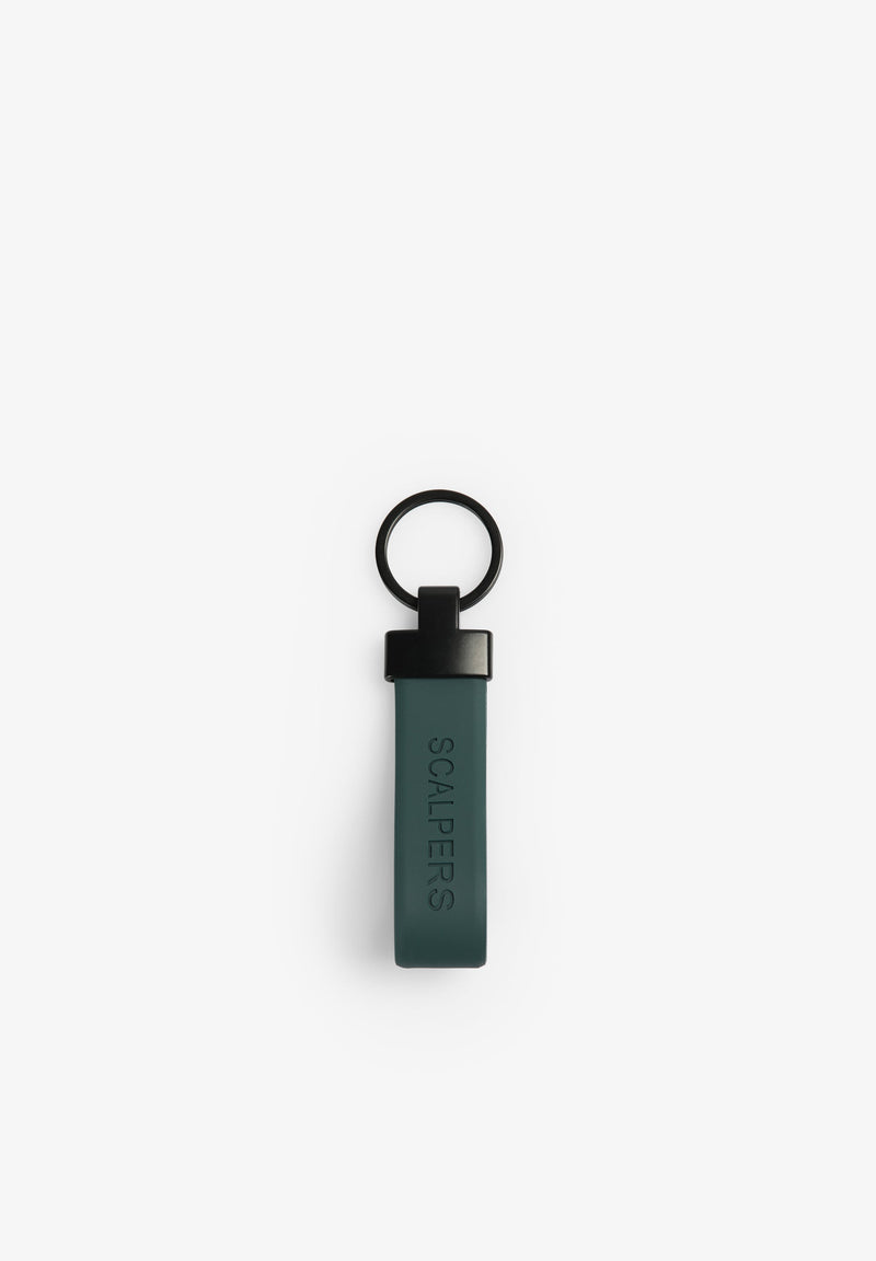 RUBBERISED KEYCHAIN WITH ENGRAVED LOG