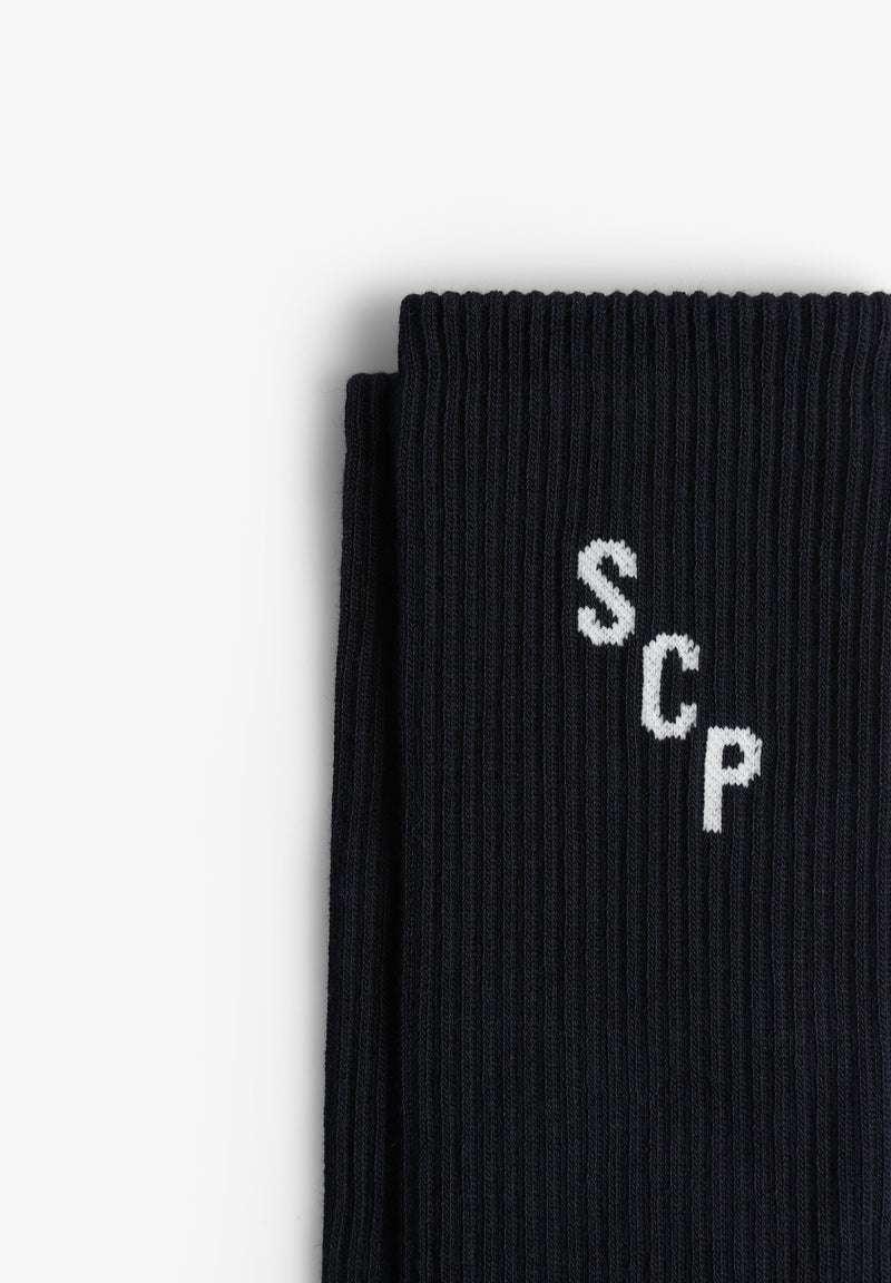 EMBROIDERED SCP RIBBED SOCKS