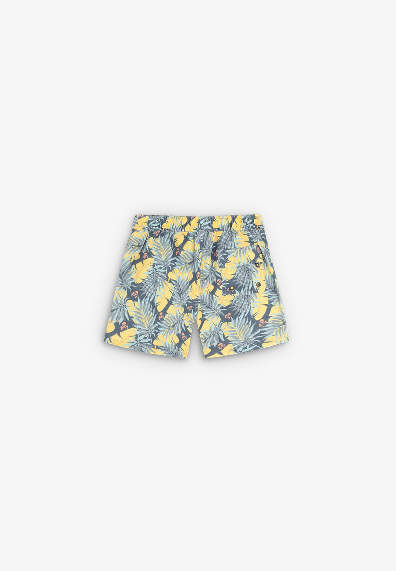 TROPICAL SWIMMING TRUNKS WITH SKULLS
