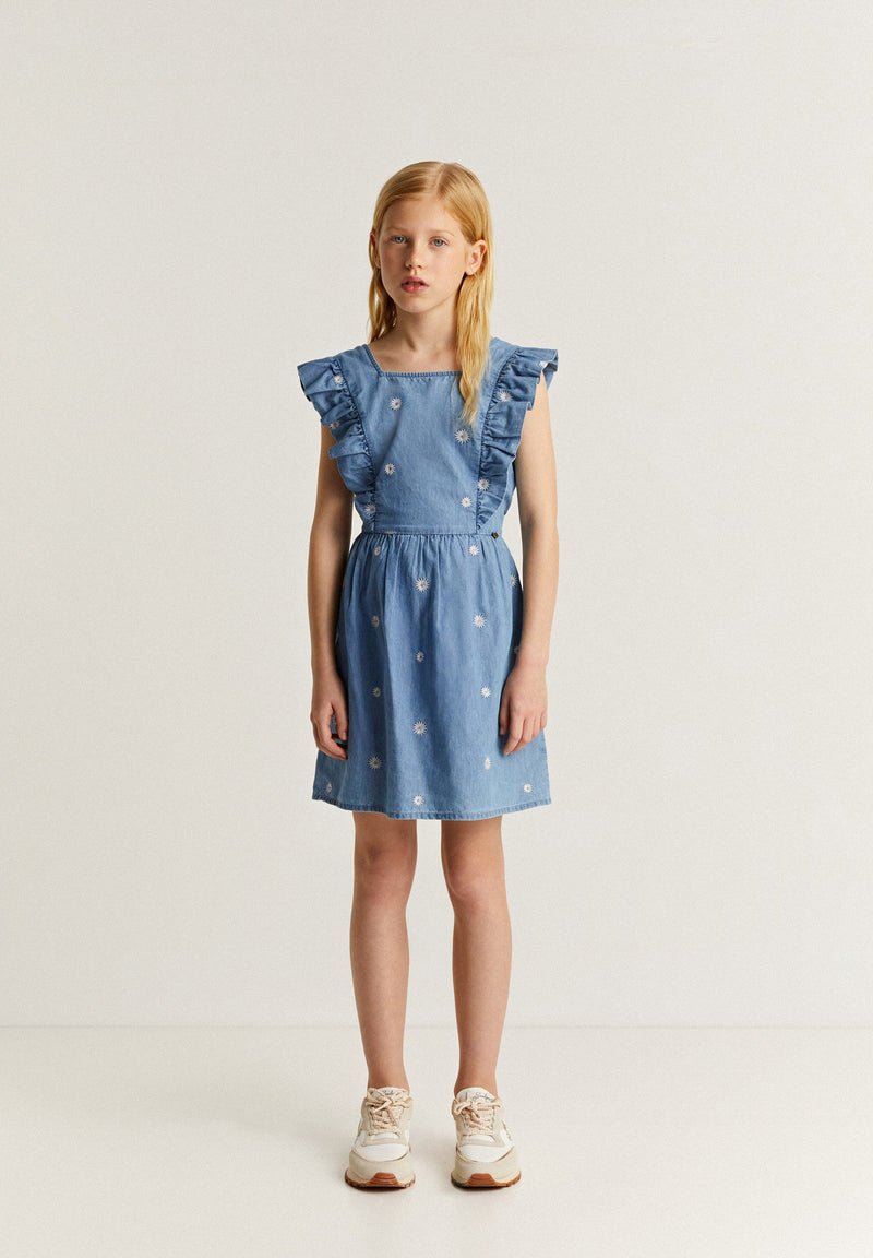 DENIM DRESS WITH EMBROIDERY