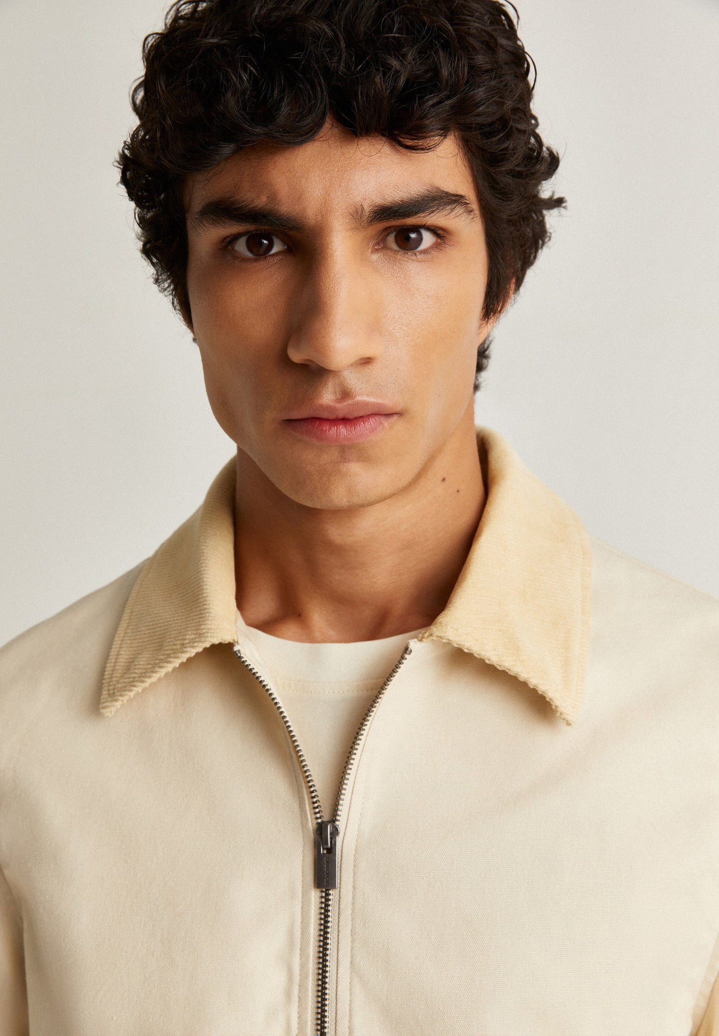 CANVAS CARDIGAN WITH CORDUROY COLLAR