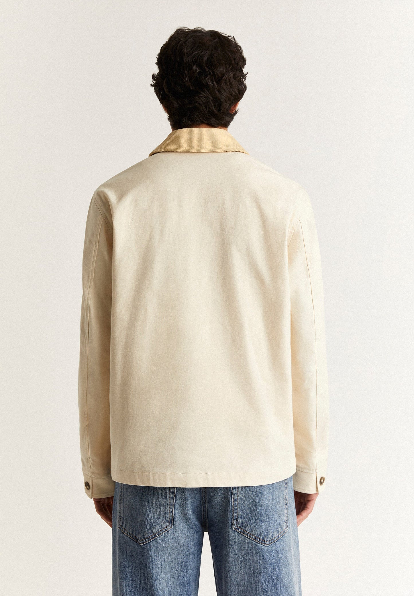 CANVAS CARDIGAN WITH CORDUROY COLLAR