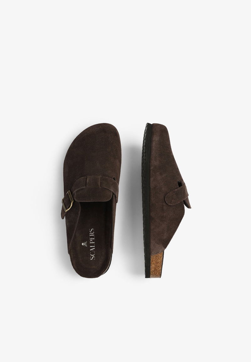 SUEDE CLOGS WITH BUCKLE