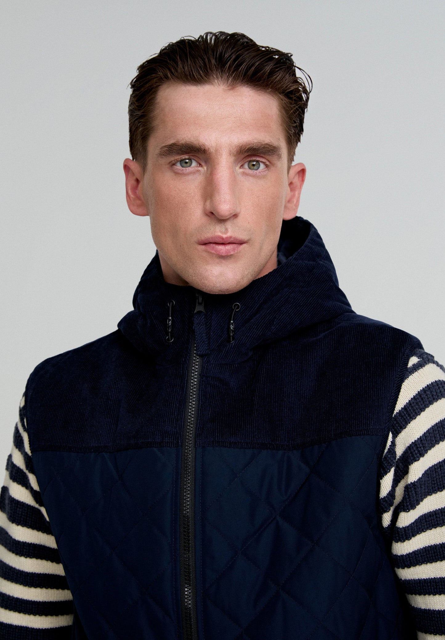 QUILTED GILET WITH CORDUROY DETAIL