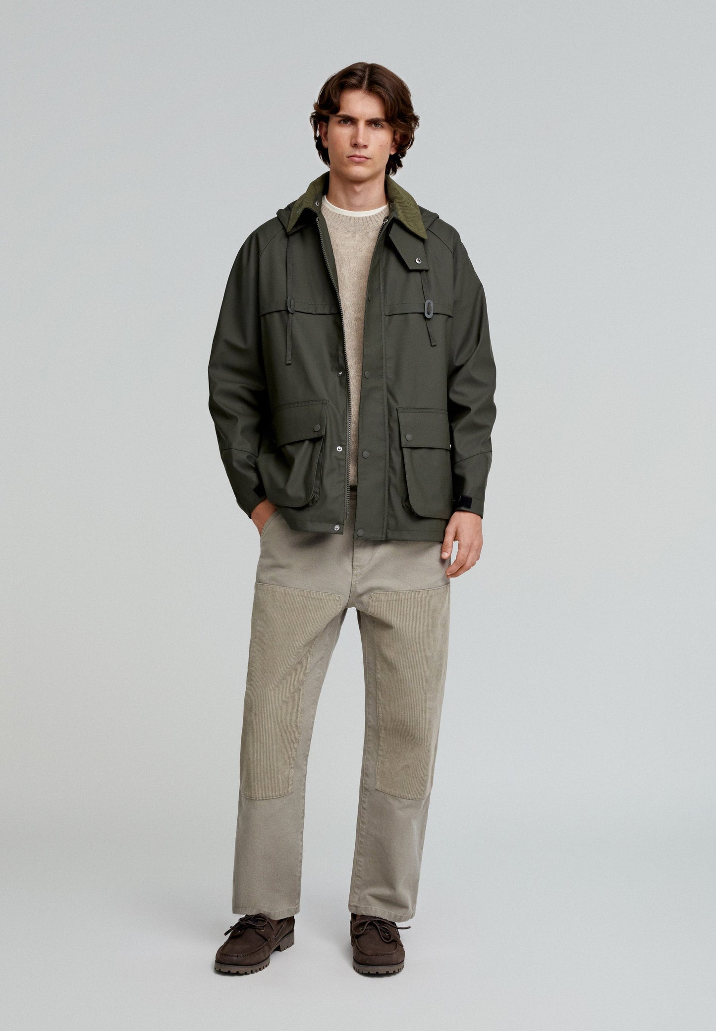 TECHNICAL JACKET WITH CORDUROY COLLAR