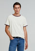 FLOCKED T-SHIRT WITH CONTRAST DETAIL