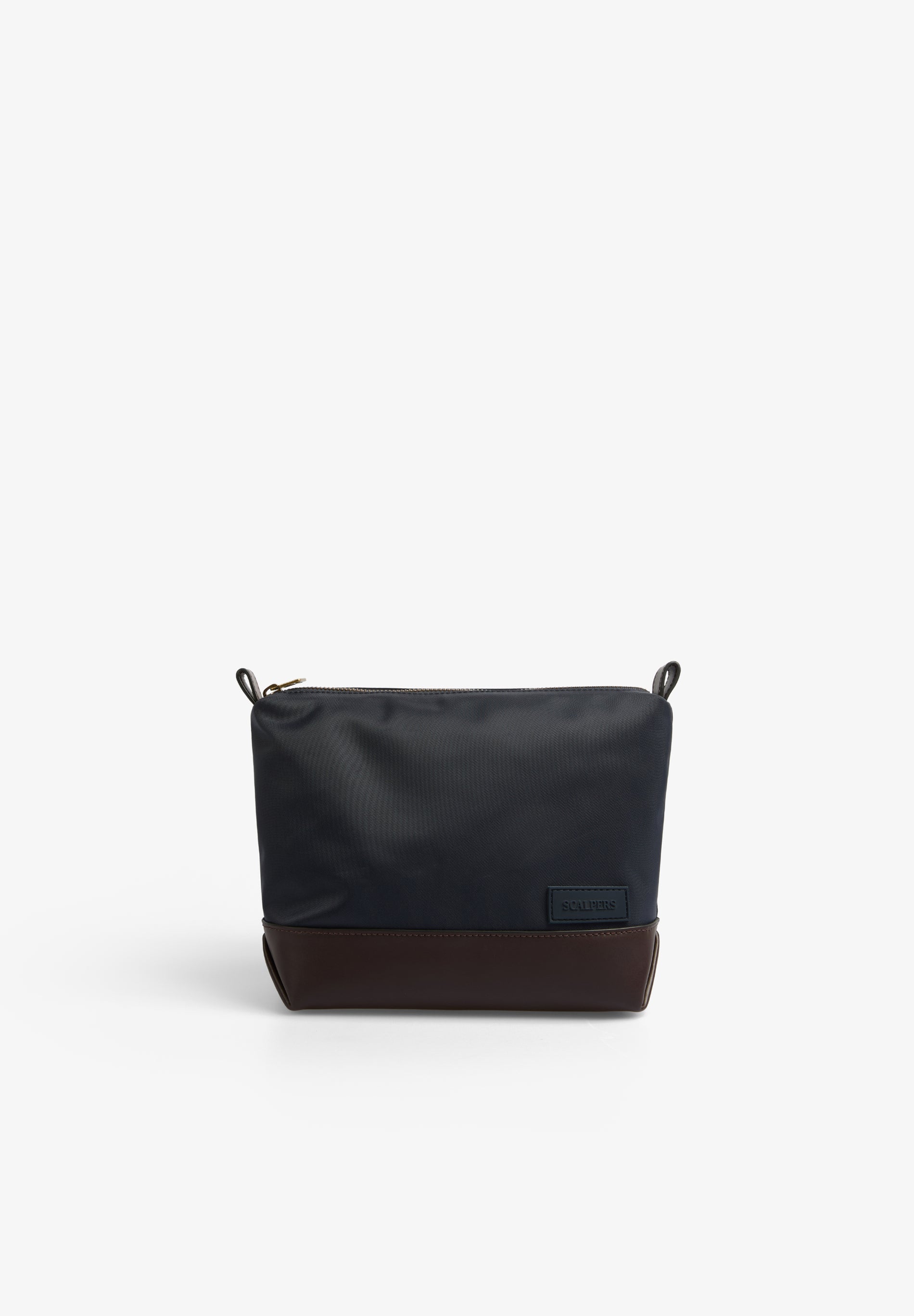 TOILETRY BAG WITH LEATHER DETAIL