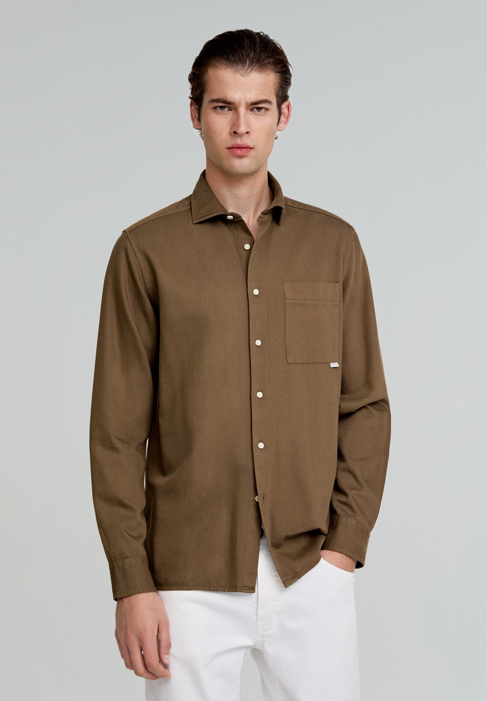 COTTON AND LINEN SHIRT WITH POCKET