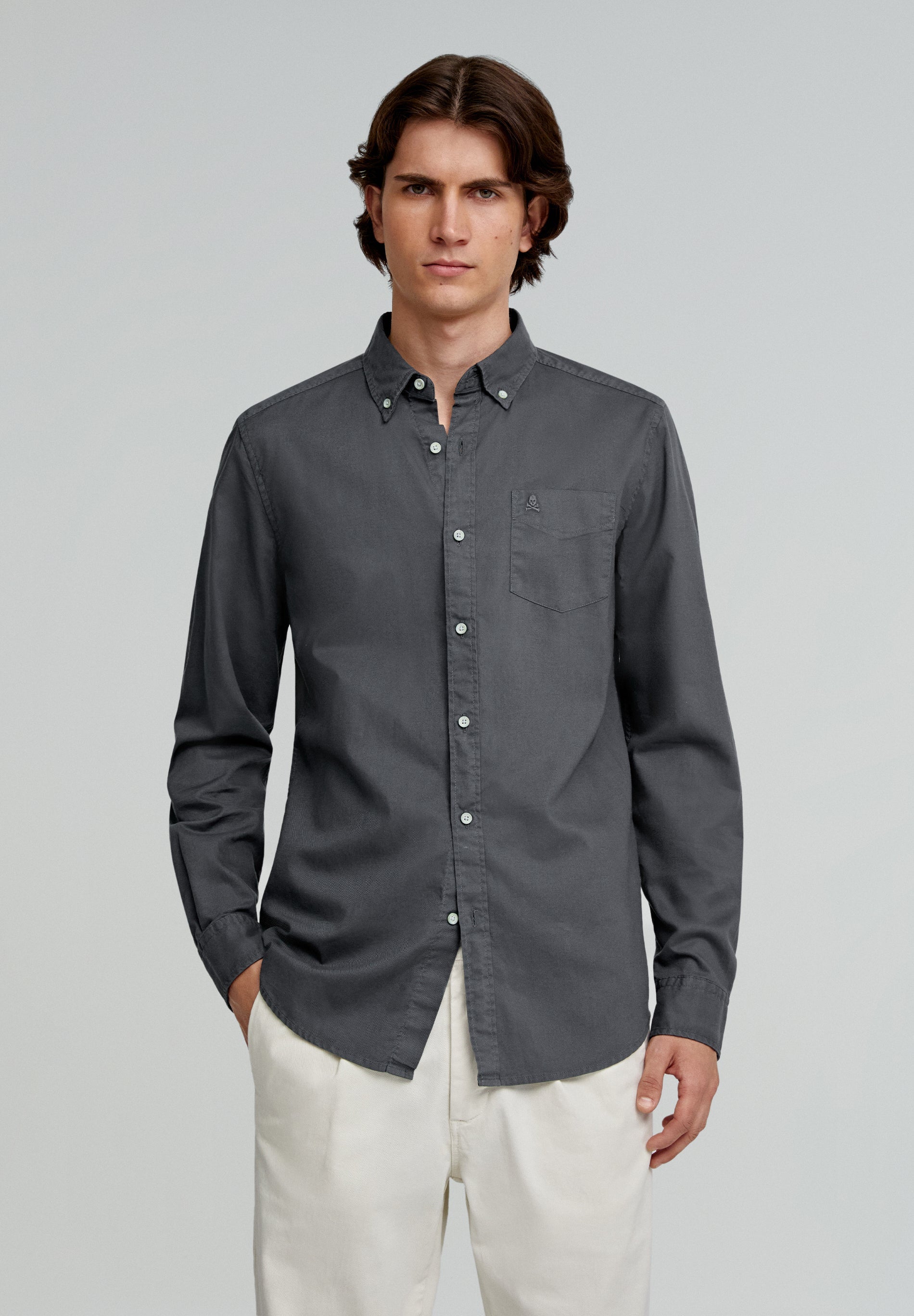 BUTTONED COLLAR SHIRT WITH SKULL