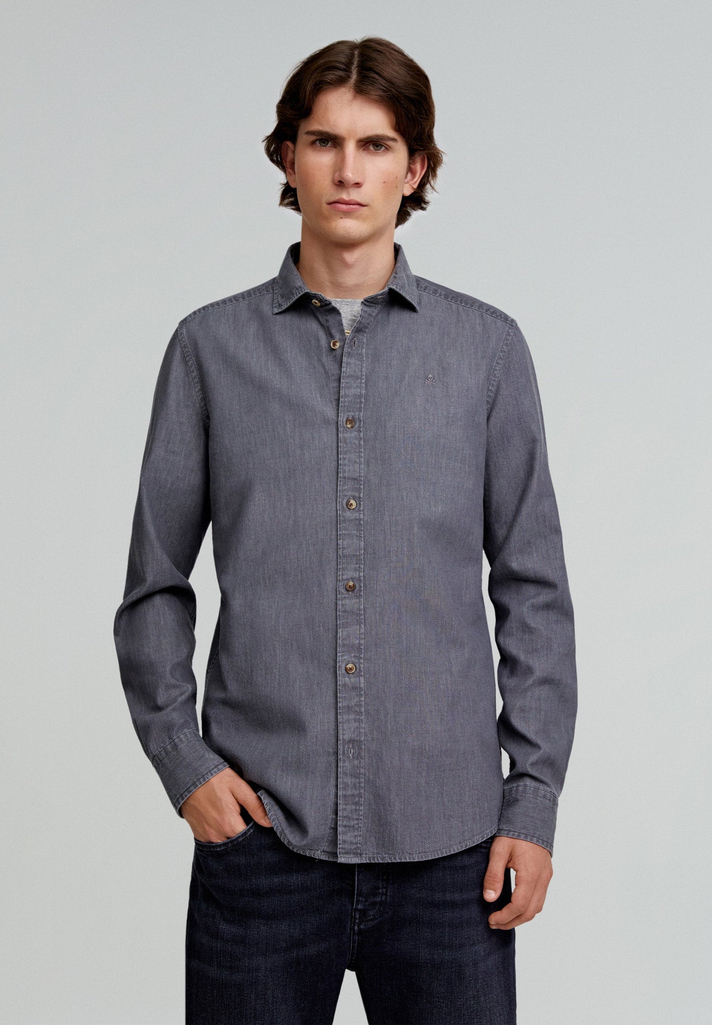 CONTRAST DENIM OXFORD SHIRT