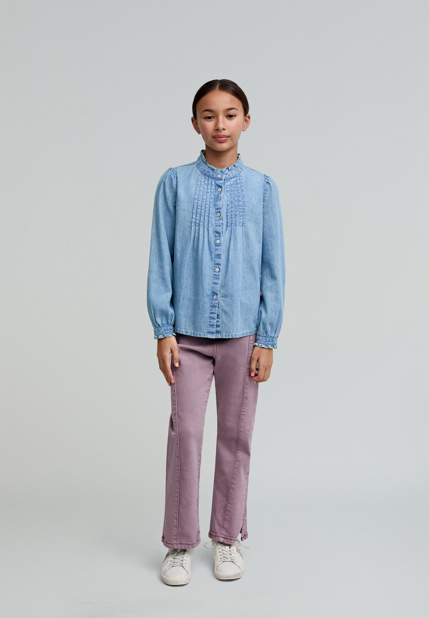 DENIM PLEAT BLOUSE GIRLS