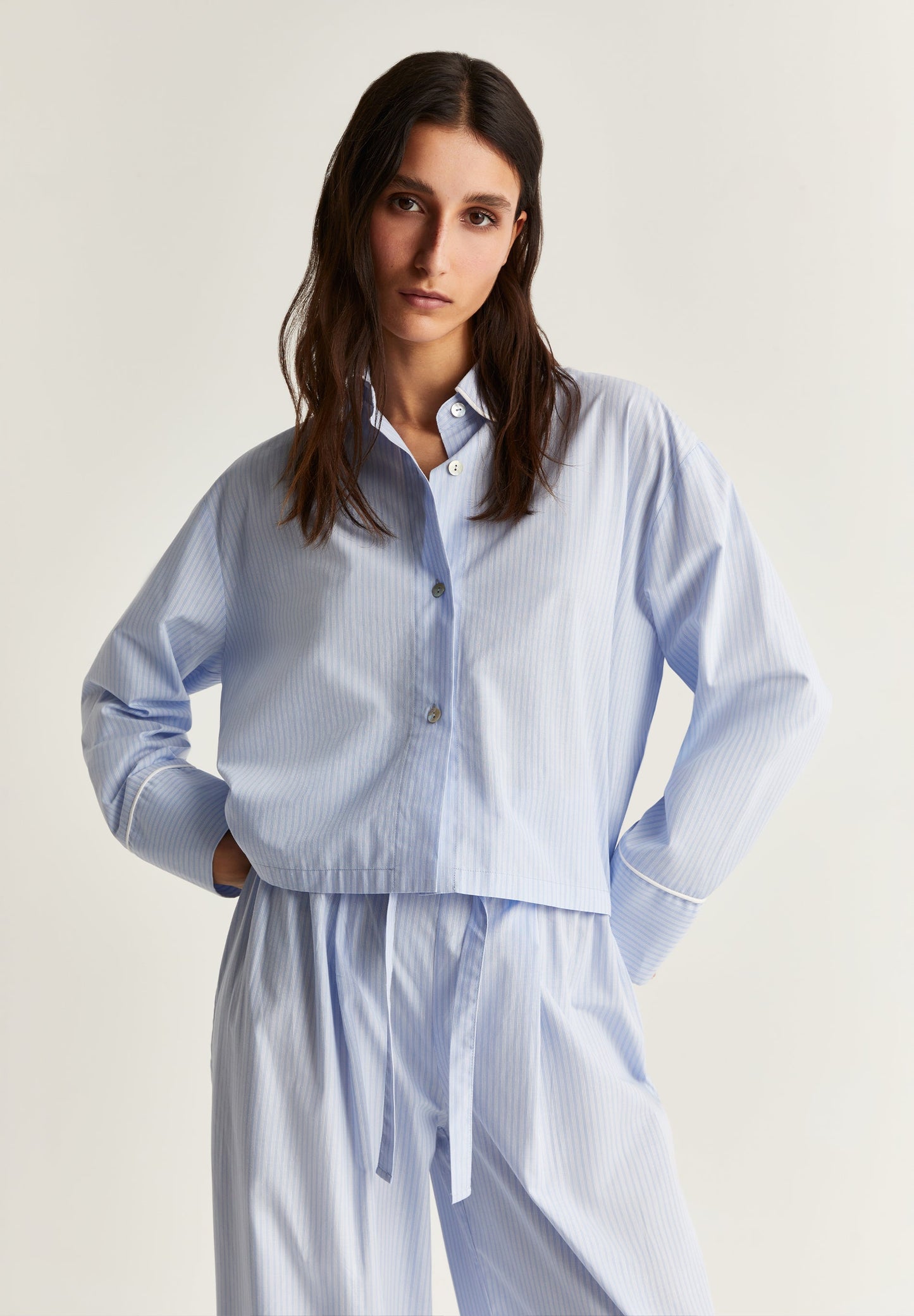 STRIPED PYJAMAS WITH CONTRAST TRIM