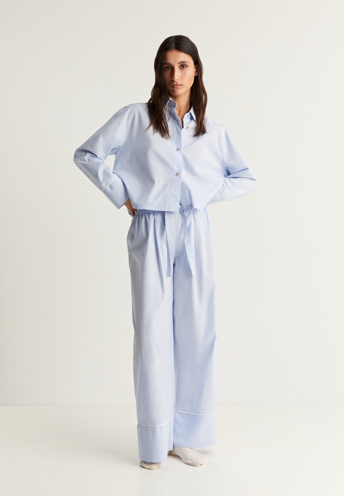 STRIPED PYJAMAS WITH CONTRAST TRIM