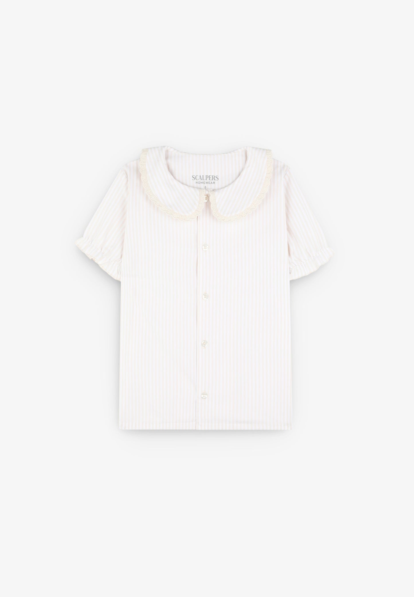 STRIPED PYJAMAS WITH EMBROIDERED COLLAR TRIM