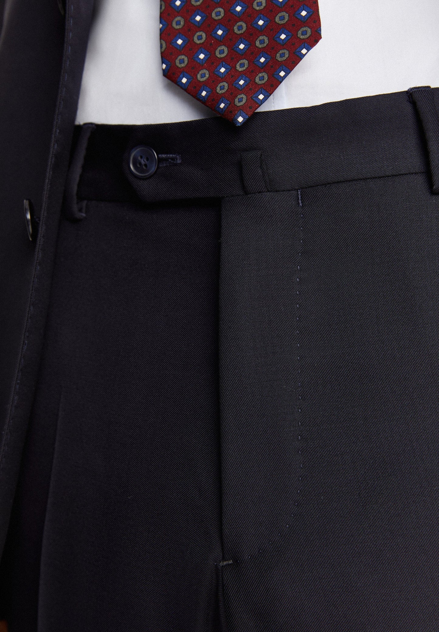 NAVY BLUE WOOL TEXTURED SUIT