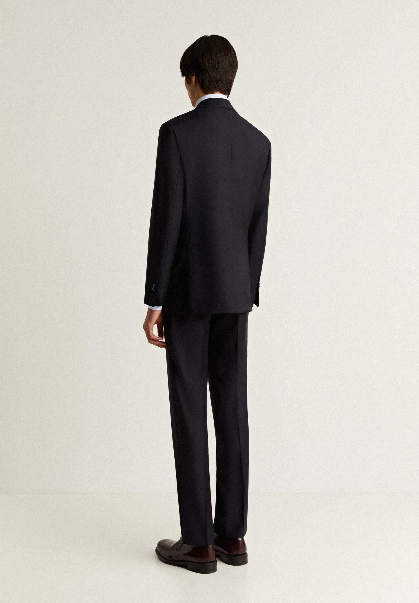 NAVY BLUE WOOL TEXTURED SUIT