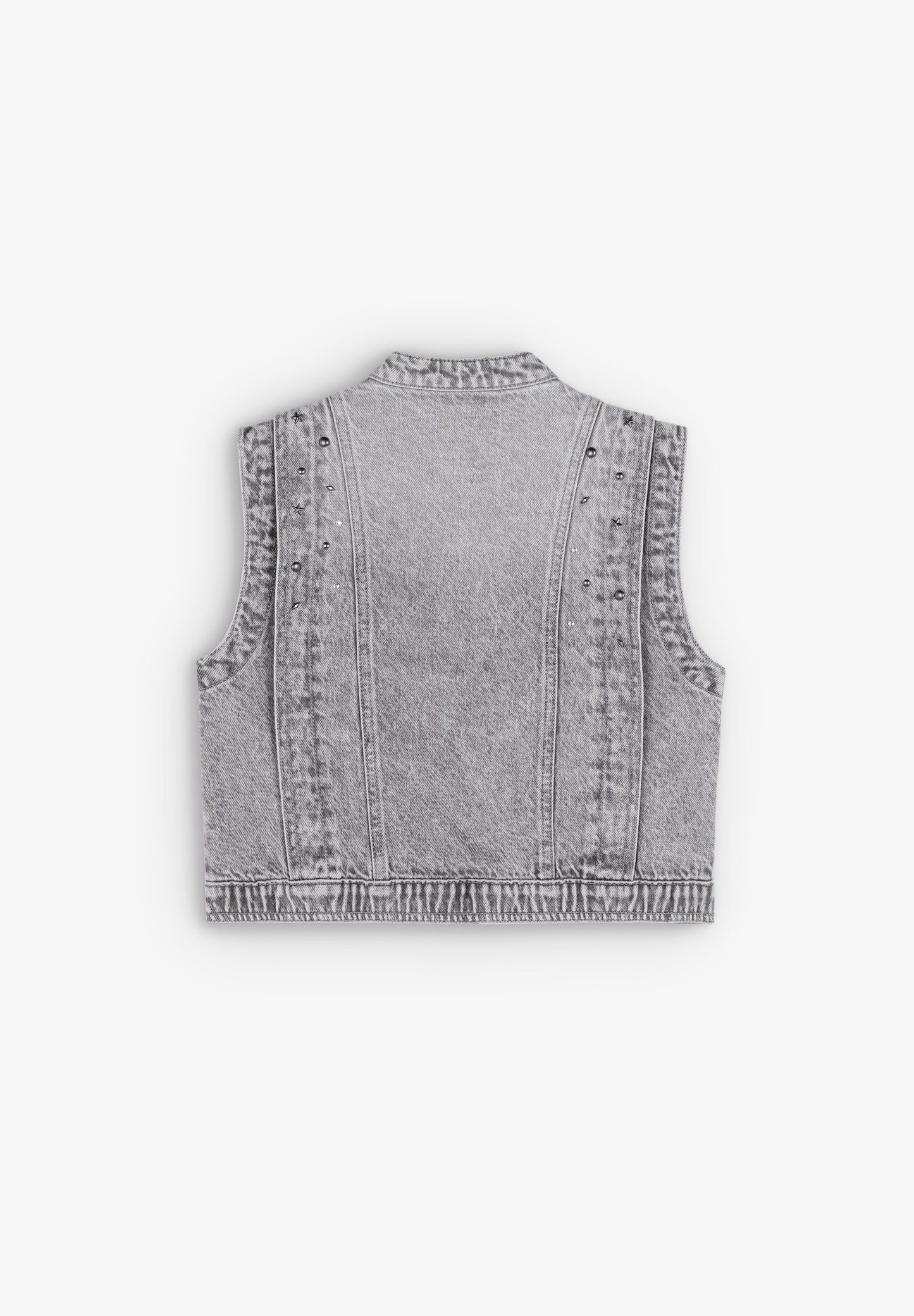 STUDDED DENIM WAISTCOAT