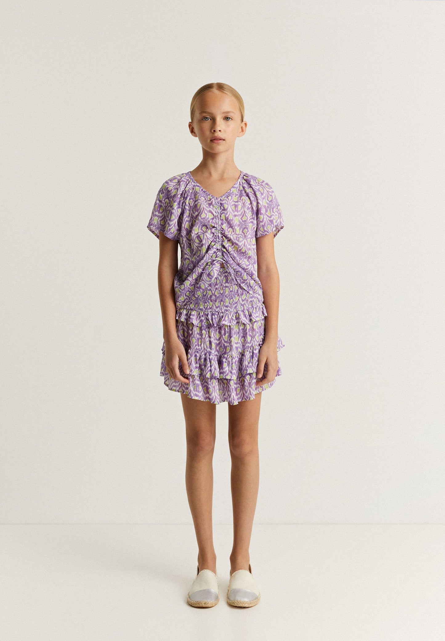 GATHERED IKAT BLOUSE