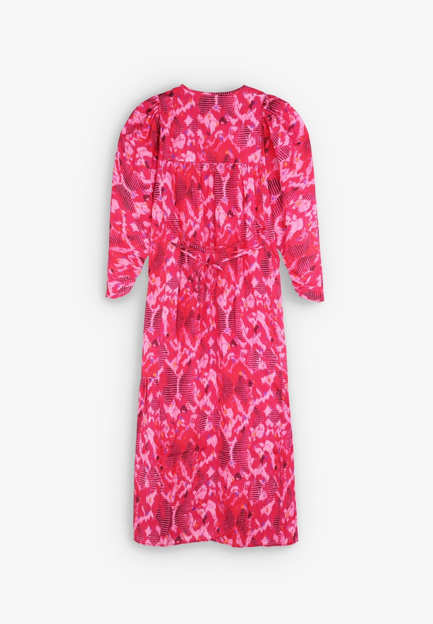 PRINTED MIDI DRESS WITH BACK BOW