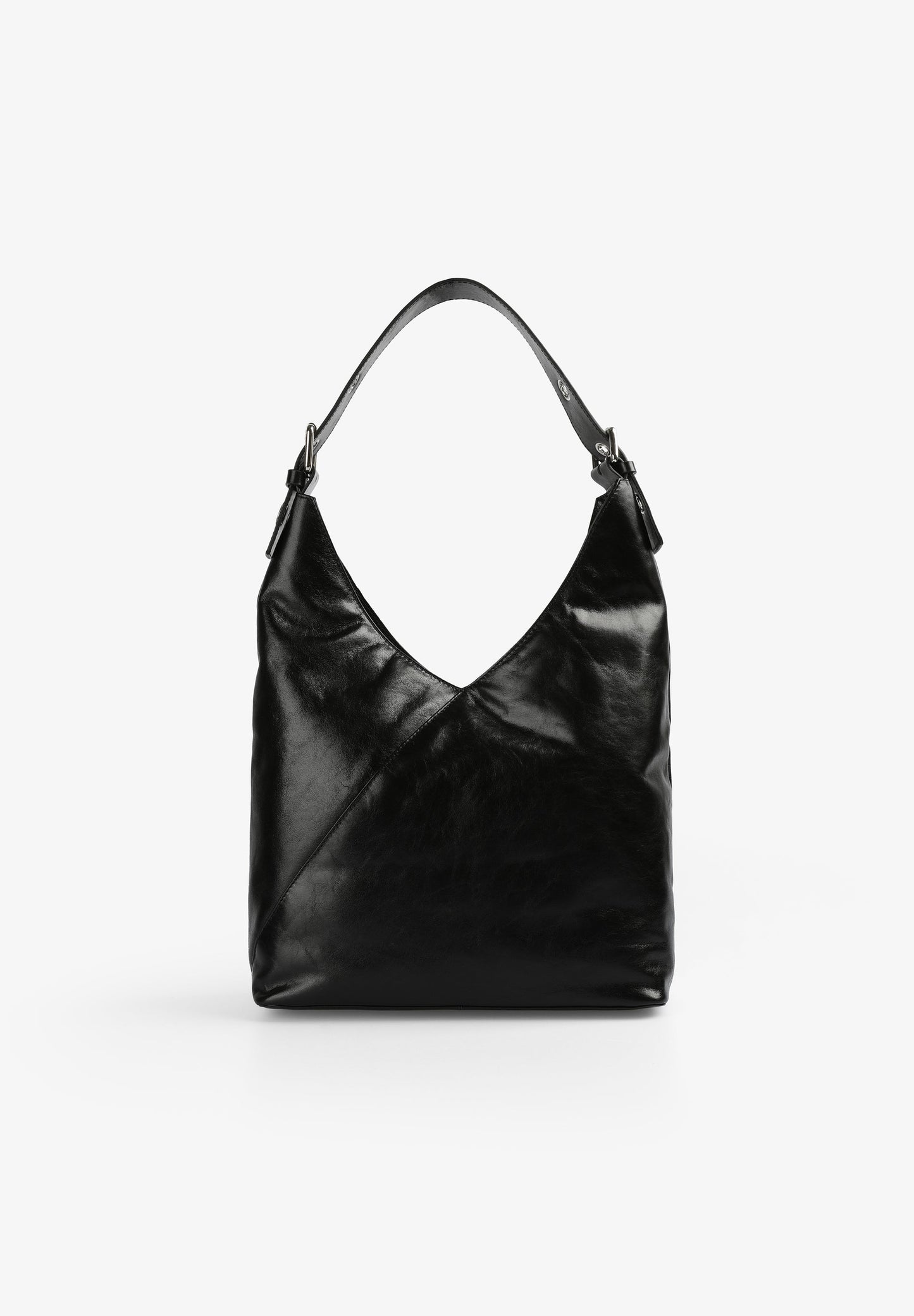 STUDDED LEATHER HOBO BAG