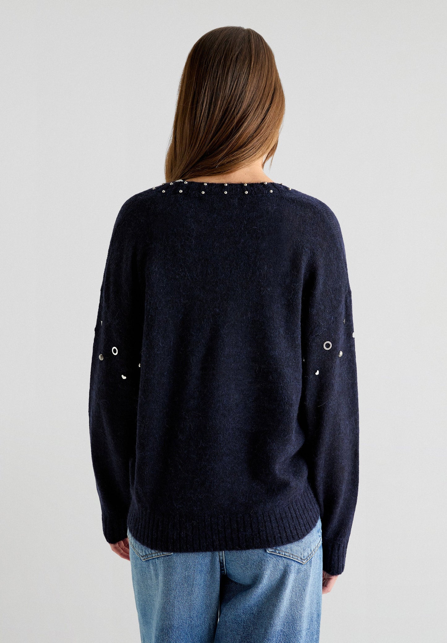 STUDDED V-NECK SWEATER