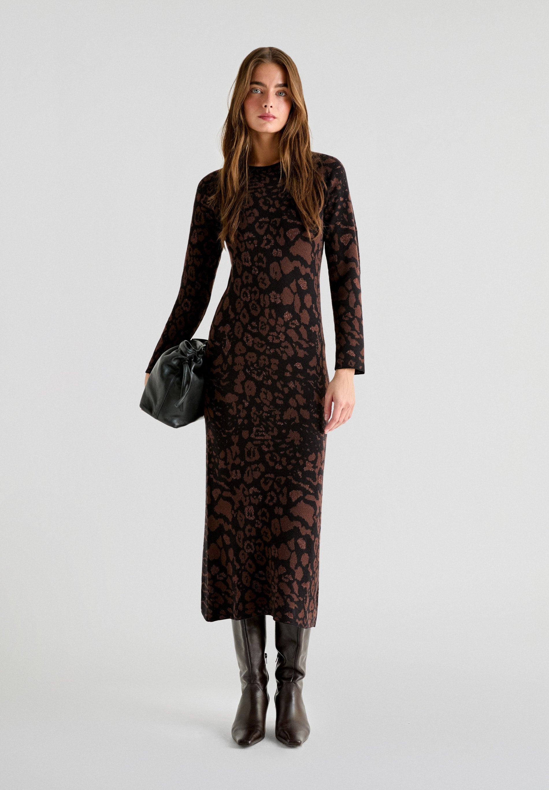 DOUBLE PRINT KNIT DRESS